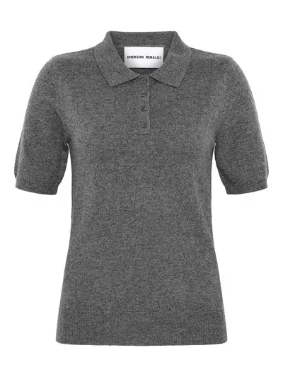 Emerson Renaldi Button-down Polo Shirt In Gray