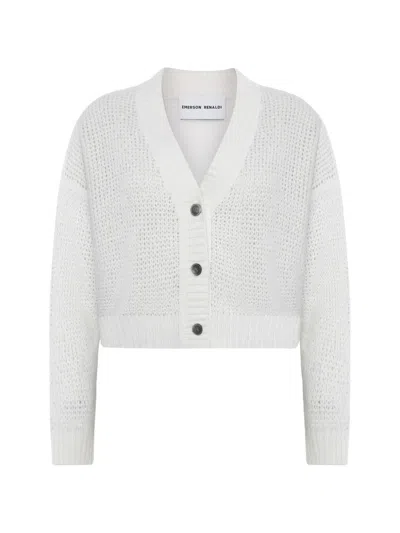 Emerson Renaldi Button Knitted Cardigan In White