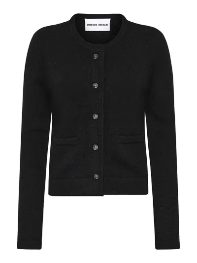 Emerson Renaldi Buttoned Cardigan With Pockets In Black