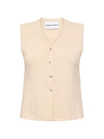 Emerson Renaldi Button-up V-neck Vest In Neutral
