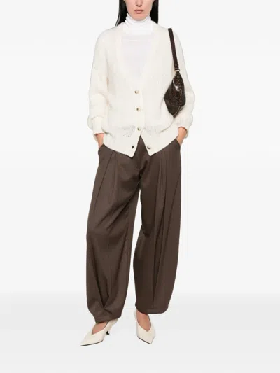 Emerson Renaldi Chunky-knit V-neck Cardigan In Brown
