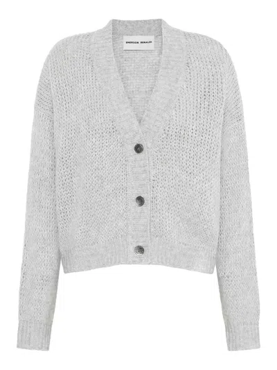 Emerson Renaldi Cropped Oversized Cardigan In Gray