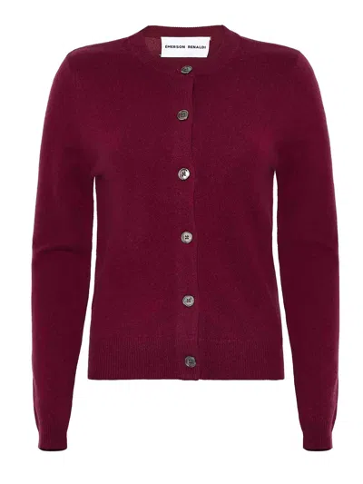 Emerson Renaldi Crew Neck Cardigan In Red