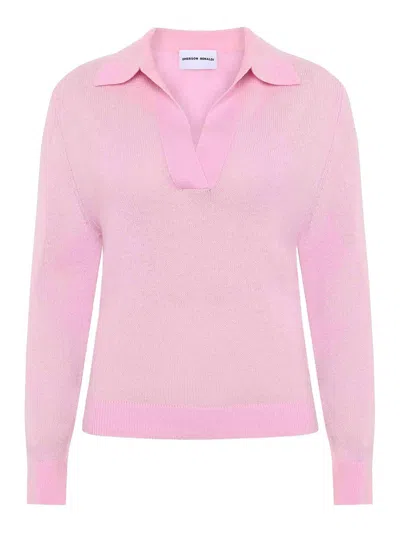 Emerson Renaldi Deep Polo-collar Sweater In Nude