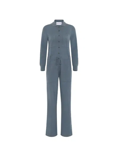 Emerson Renaldi Drawstring Button-front Jumpsuit In Blue