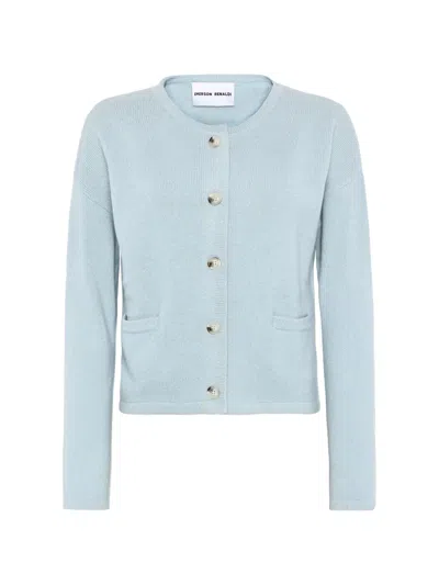 Emerson Renaldi Fine-knit Drop-shoulder Cardigan In Blue