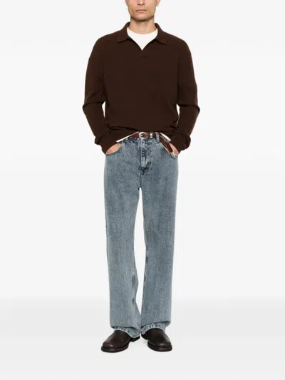 Emerson Renaldi Fine-knit Polo-collar Sweater In Multi