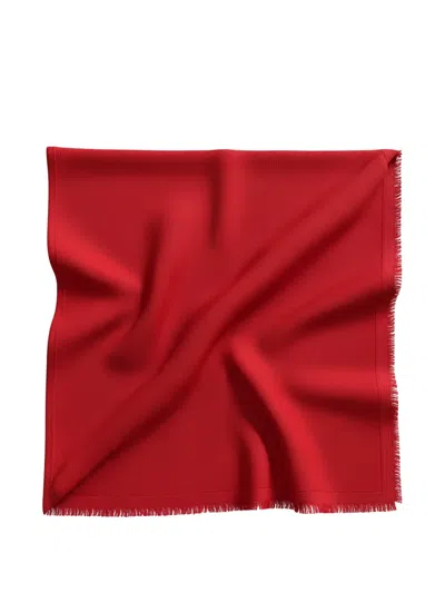 Emerson Renaldi Fringed Cashmere Scarf In Red
