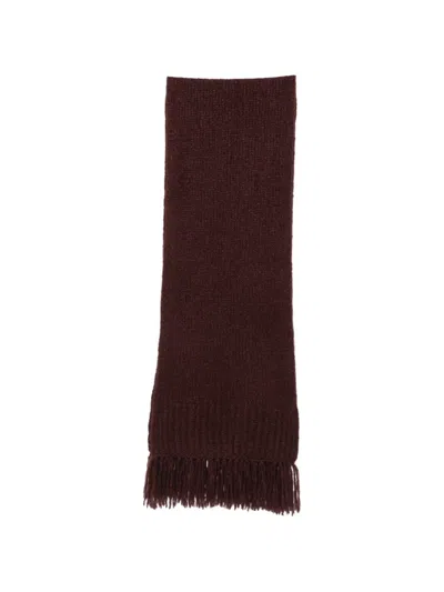 Emerson Renaldi Fringed Chunky-knit Scarf In Brown