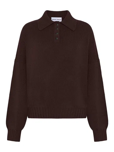 Emerson Renaldi Oversized Polo-neck Sweater In Brown