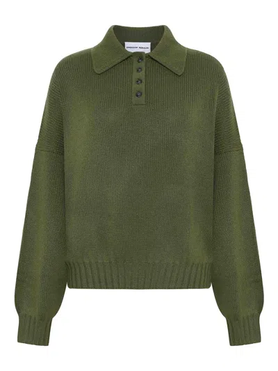 Emerson Renaldi Oversized Polo-neck Sweater In Green