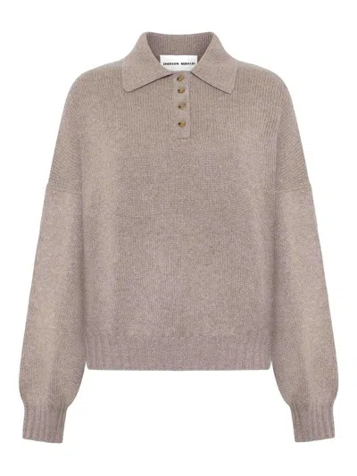Emerson Renaldi Oversized Polo-neck Sweater In Sand