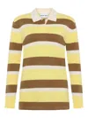 Emerson Renaldi Polo-neck Striped Sweater In White