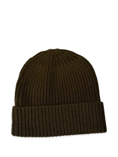 Emerson Renaldi Ribbed-knit Cashmere Beanie Hat In Brown