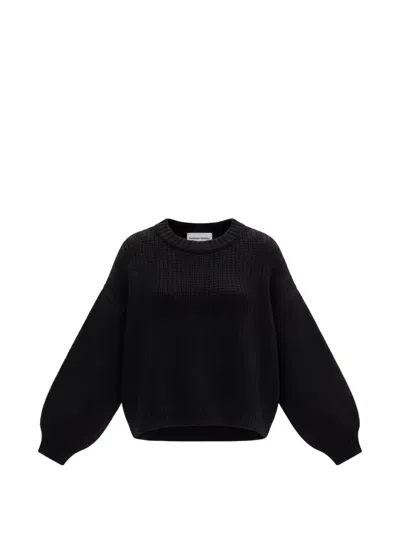 Emerson Renaldi Ribbed-knit Crew-neck Sweater In Black