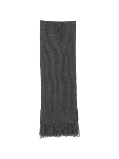 Emerson Renaldi Ribbed-knit Fringed Scarf In Gray