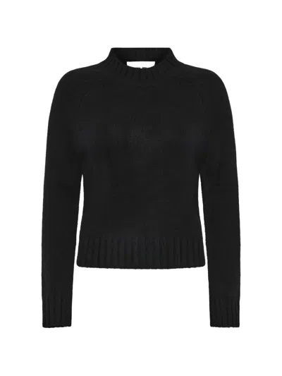 Emerson Renaldi Ribbed-knit Raglan-sleeve Sweater In Black