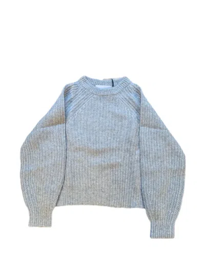 Emerson Renaldi Ribbed-knit Raglan-sleeve Sweater In Blue