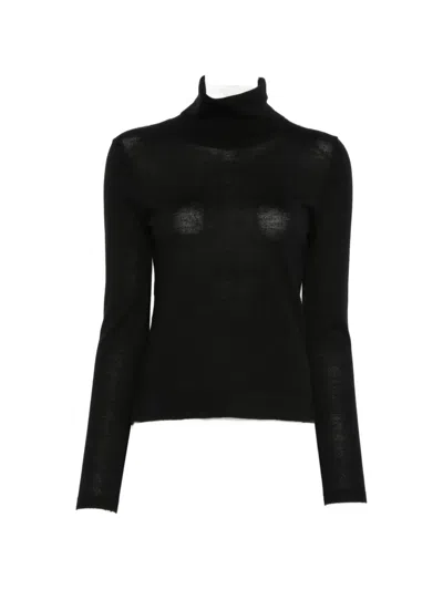 Emerson Renaldi Ribbed-knit Roll-neck Sweater In Black