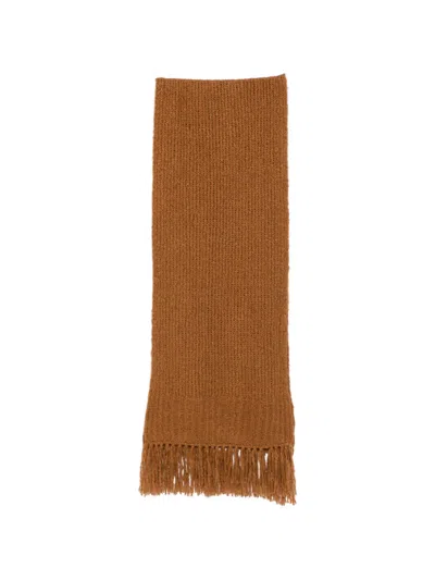 Emerson Renaldi Ribbed-knit Scarf In Brown