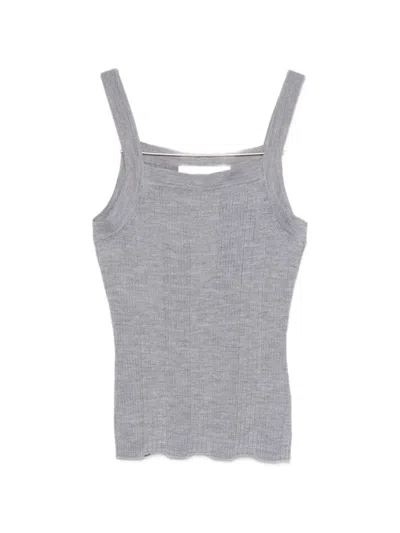 Emerson Renaldi Ribbed-knit Square-neck Vest In Gray