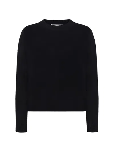 Emerson Renaldi Oversized Cropped Neck Sweater In Black