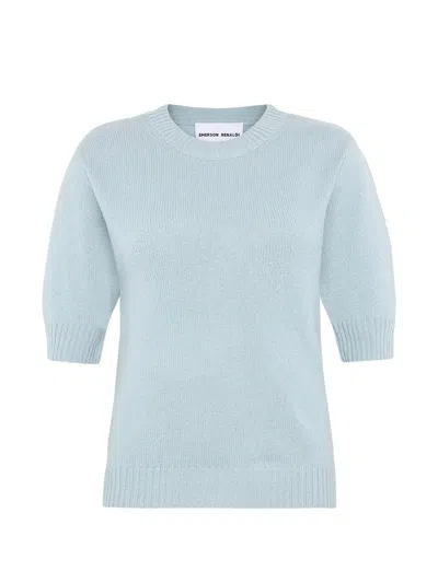 Emerson Renaldi Ribbed-trim Short-sleeve Sweater In Yellow