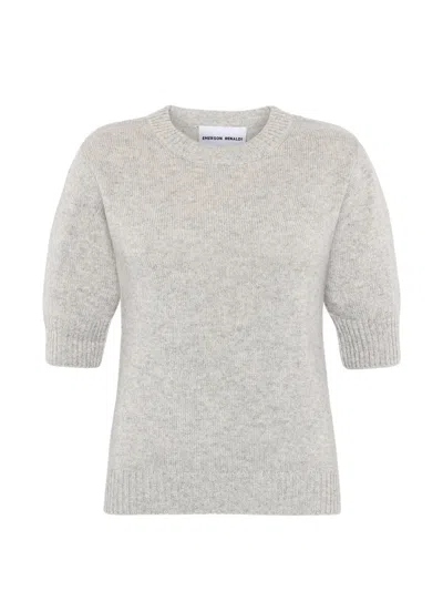 Emerson Renaldi Short-sleeve Crew-neck Sweater In Gray
