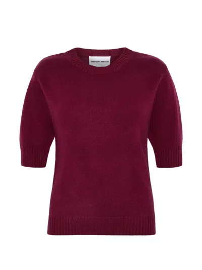 Emerson Renaldi Short-sleeve Ribbed-trim Sweater In Red