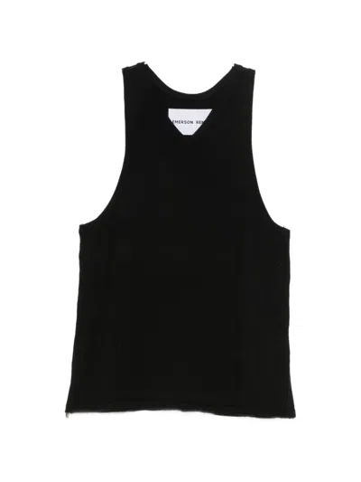 Emerson Renaldi Sleeveless V-neck T-shirt In Black