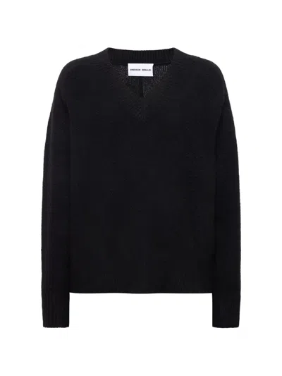 Emerson Renaldi V-neck Knitted Sweater In Black