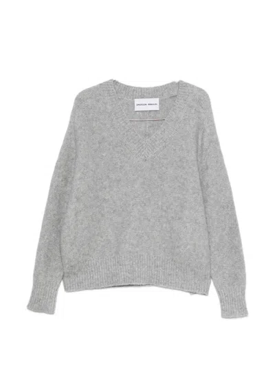 Emerson Renaldi V-neck Knitted Sweater In Gray