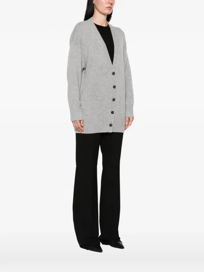 Emerson Renaldi V-neck Ribbed Cardigan In Gray