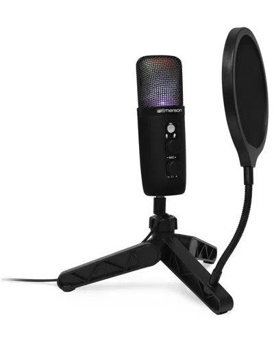 Emerson Usb Gaming & Streaming Condenser Microphone With Led Lighting In Black