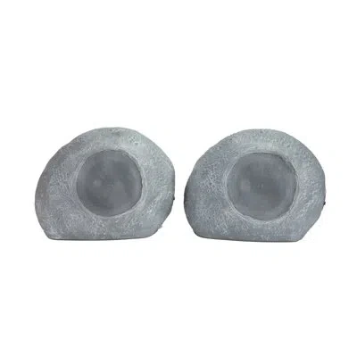 Emerson Waterproof Solar Charging Outdoor Mini Pebbles Duo Bluetooth Speakers For Garden Accent In Gray