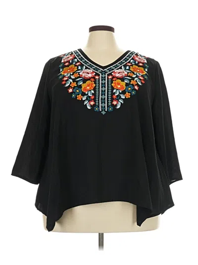 Pre-owned Emery Rose 3/4 Sleeve Blouse In Black