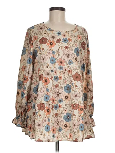 Pre-owned Emery Rose 3/4 Sleeve Blouse In Brown