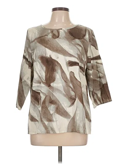 Pre-owned Emery Rose 3/4 Sleeve Blouse In Brown