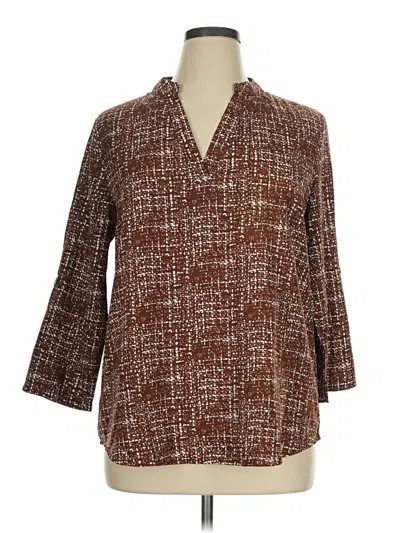 Pre-owned Emery Rose 3/4 Sleeve Blouse In Brown