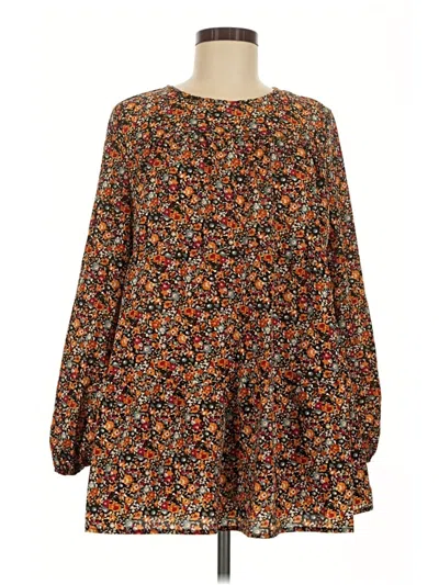 Pre-owned Emery Rose 3/4 Sleeve Blouse In Brown