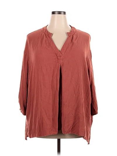 Pre-owned Emery Rose 3/4 Sleeve Blouse In Burgundy
