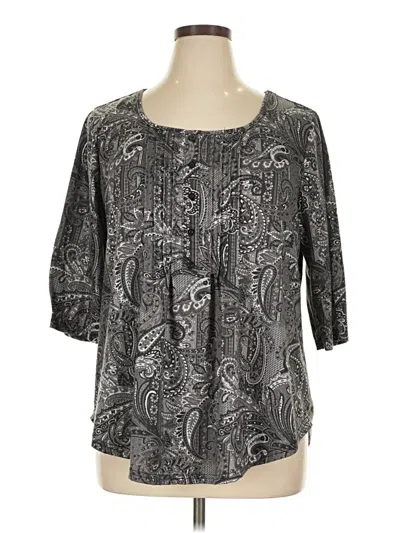 Pre-owned Emery Rose 3/4 Sleeve Blouse In Gray