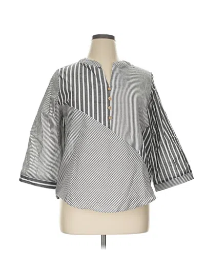 Pre-owned Emery Rose 3/4 Sleeve Blouse In Gray