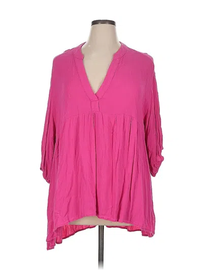 Pre-owned Emery Rose 3/4 Sleeve Blouse In Pink