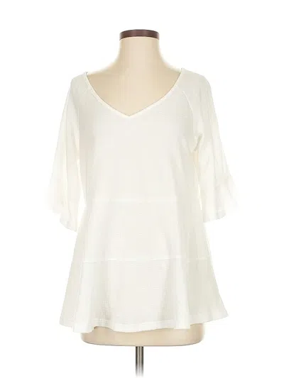 Pre-owned Emery Rose 3/4 Sleeve Blouse In White