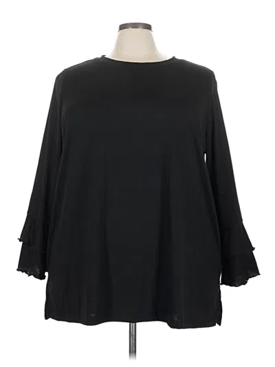 Pre-owned Emery Rose 3/4 Sleeve Top Black Boatneck Tops