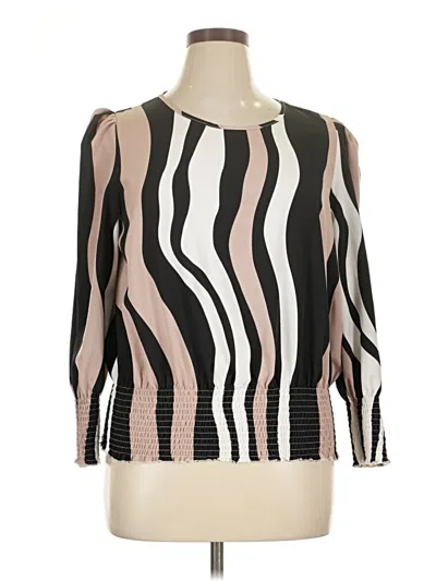 Pre-owned Emery Rose 3/4 Sleeve Top Black Boatneck Tops