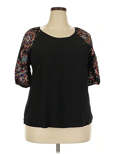 Pre-owned Emery Rose 3/4 Sleeve Top Black Scoop Neck Tops