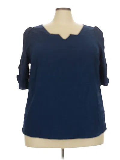 Pre-owned Emery Rose 3/4 Sleeve Top Blue V-neck Tops