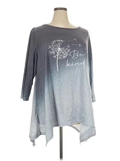 Pre-owned Emery Rose 3/4 Sleeve Top Gray Boatneck Tops